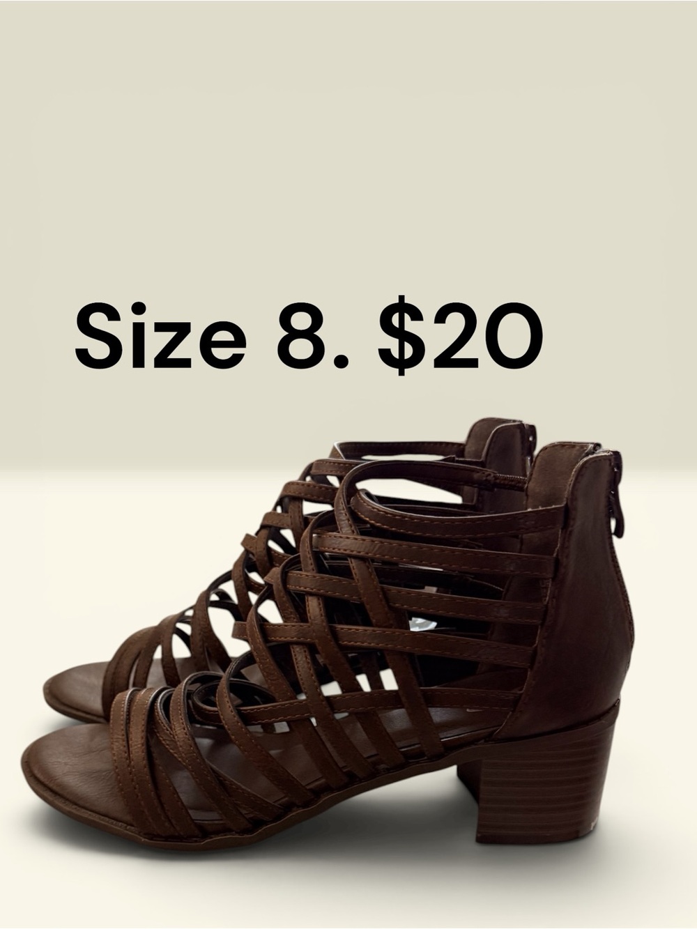 Women's Brown Multi-Strap Heeled Sandals